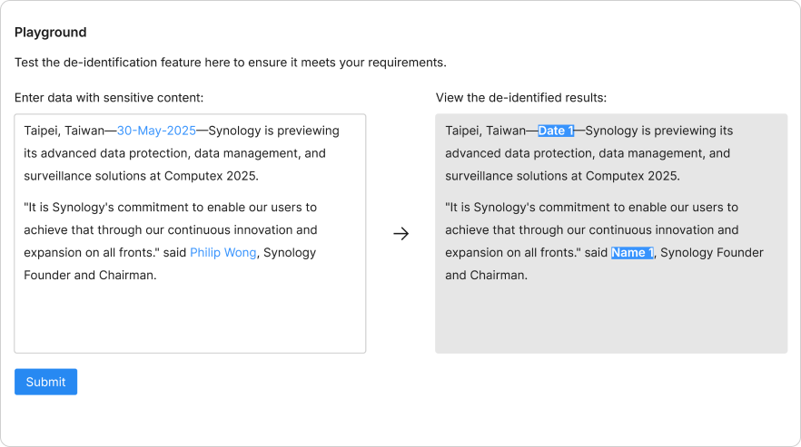 Ai features de-identification