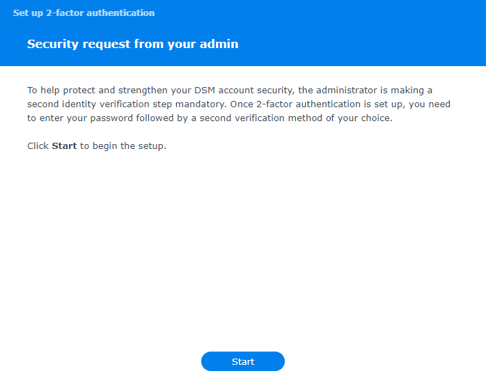 Synology Secure SignIn: Benutzer können aufgefordert werden, 2FA einzurichten, bevor sie sich erneut bei ihren Synology-Anwendungen anmelden.
