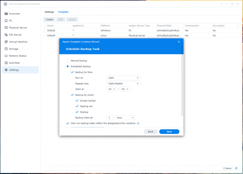Synology ABB 完整支援事件觸發備份等自動化備份機制，可隨時免費啟用來提升 IT 管理效率。