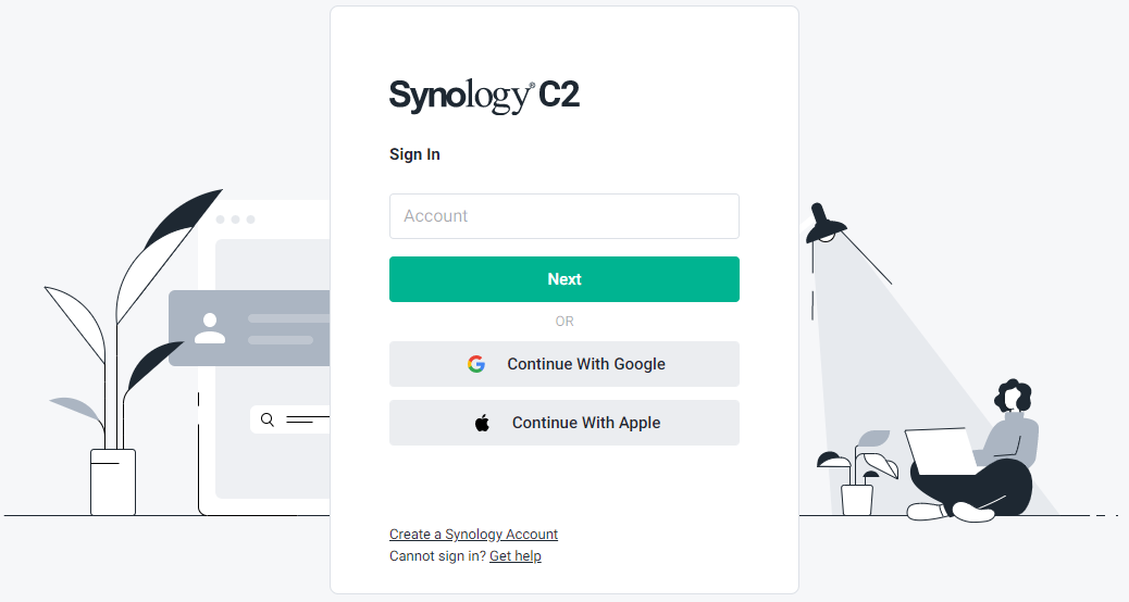 Synology C2 Backup Anmeldung C2 Portal