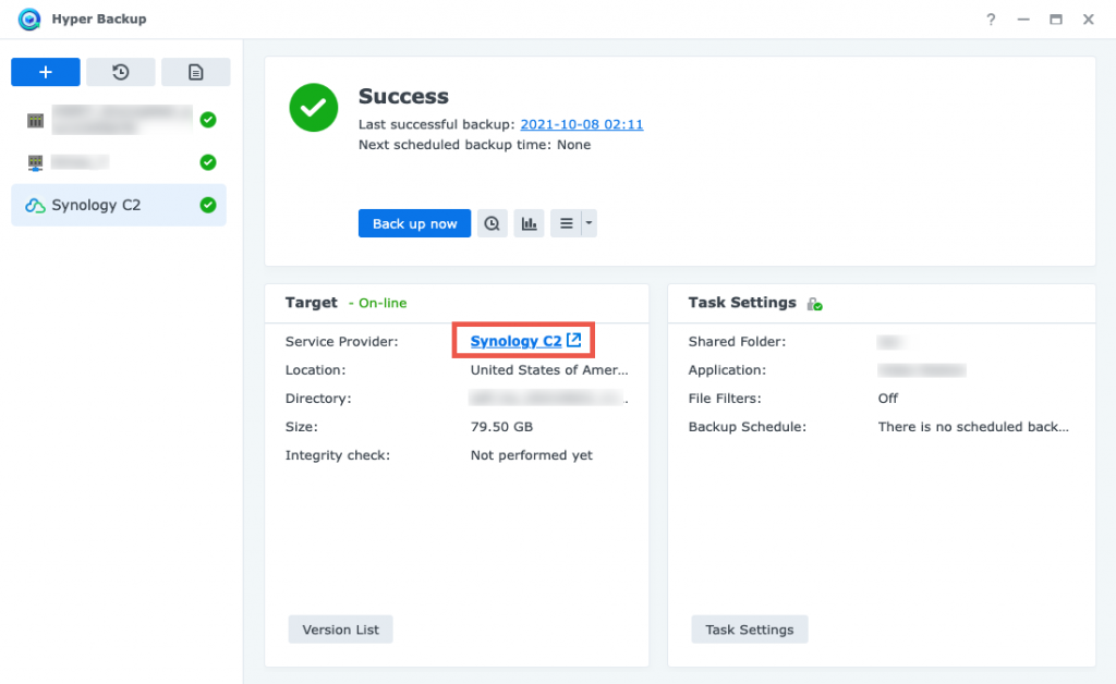 Synology C2 Storage Anmelde-Portal