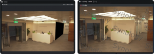 Neue Datenschutz-Features in Surveillance Station 9.0: Datenschutzmaske (links) und anpassbare Wasserzeichen (rechts)