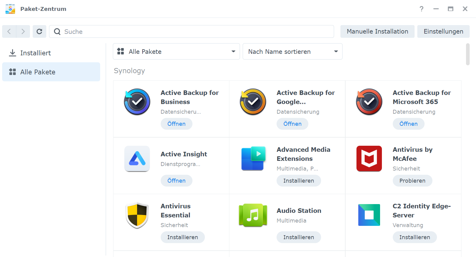 Software von Synology im Paket-Zentrum Kostenlose Software von Synology im Paket-Zentrum