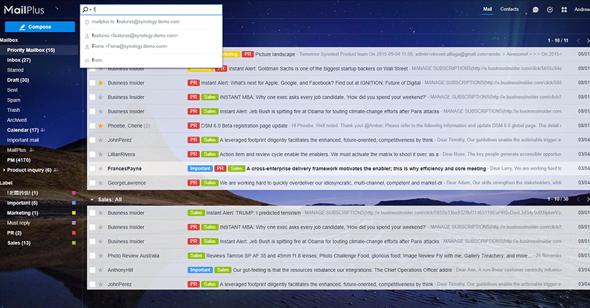 Synology MailPlus Webclient - intuitives Design