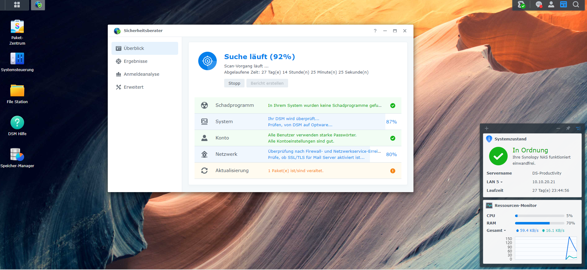 Screenshot - Synology Sicherheitsberater