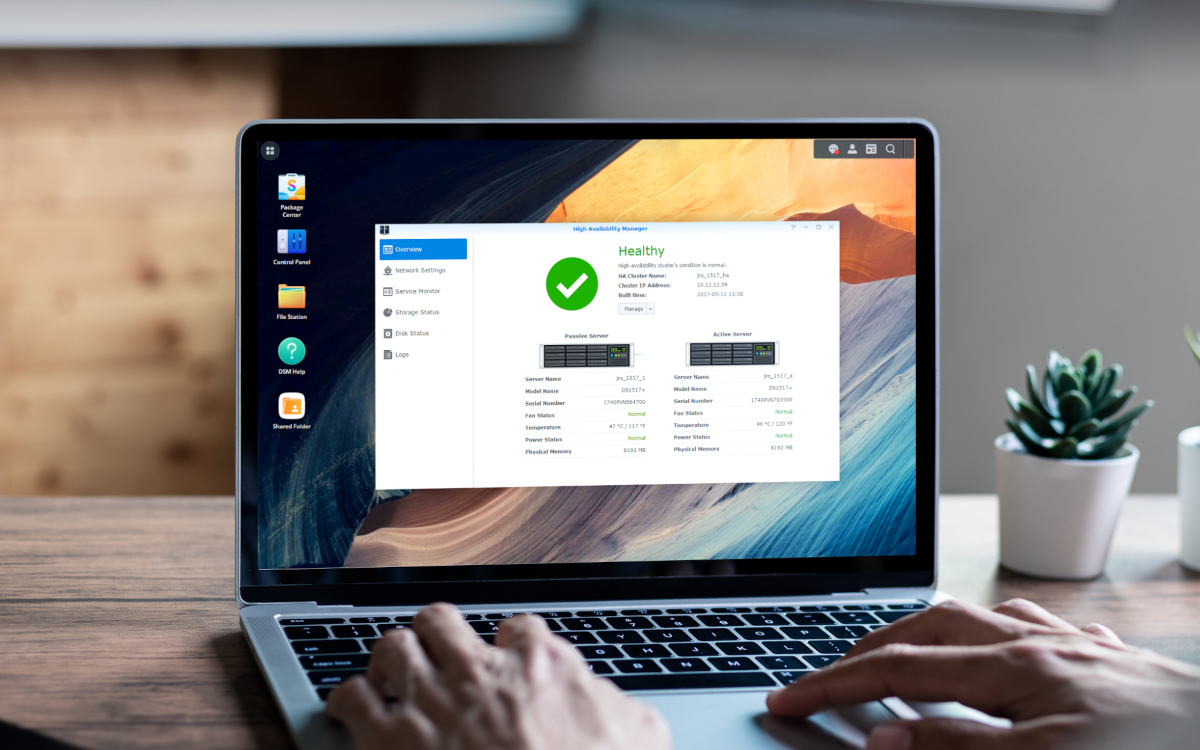 Synology High Availability Cluster Screenshot auf Monitor