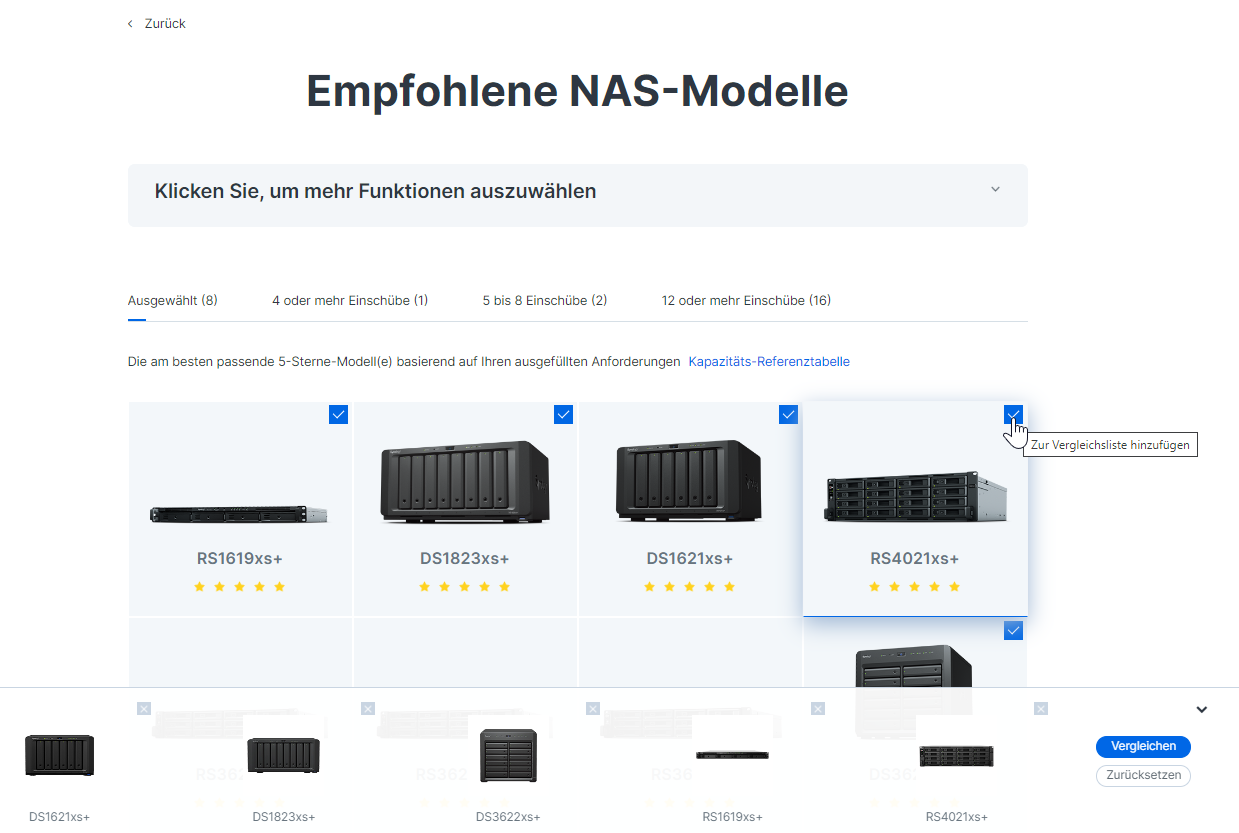 Beispiel NAS-Berater. Passende NAS für Fileserver finden