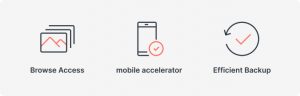 a seamless app experience, featuring smooth photo browsing, mobile accelerator, and efficient backups